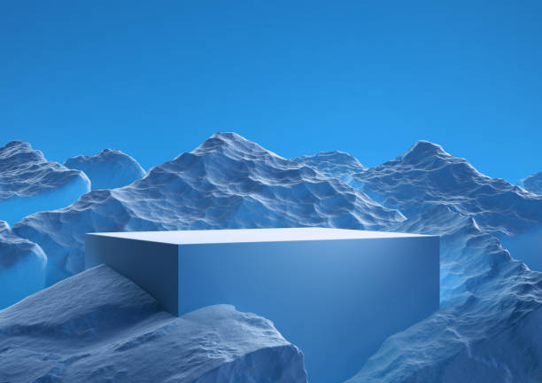 istock Stones podium for display product. Blue colored background. 3d illustration 1403786085