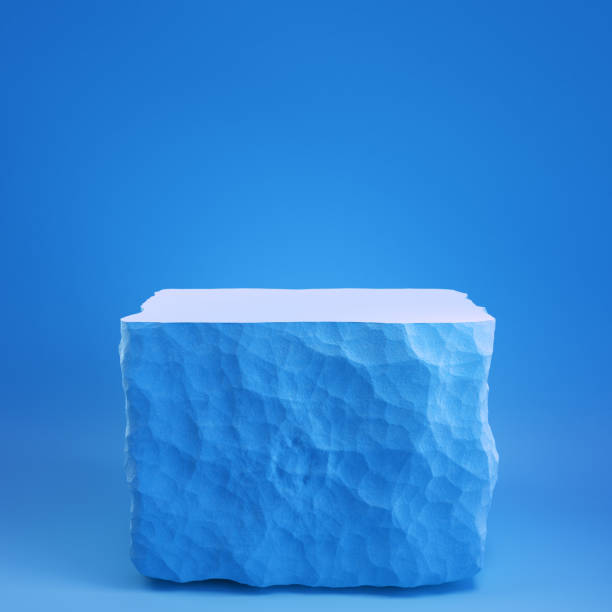 istock Blue stone slab for display product. Stone wall with broken edges. 3d illustration 1403786351