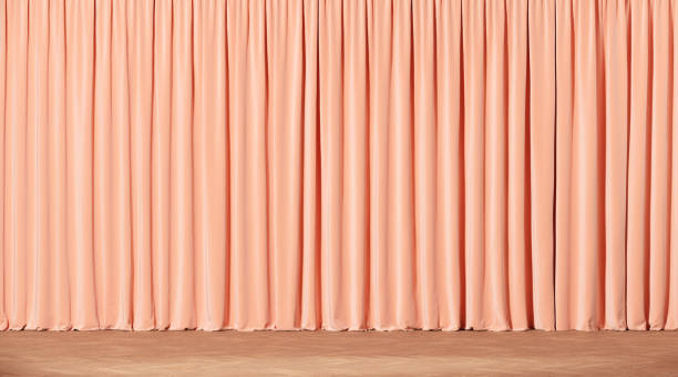 istock Theater stage with pink velvet curtains. 3d illustration 1403786827