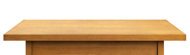 буковый деревянный стол. изолированный, обтравочный контур включен. 3d иллюстрация - furniture office old warehouse стоковые фото и изображения