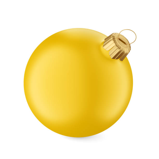 Yellow Christmas ball isolated on white. 3D rendering.