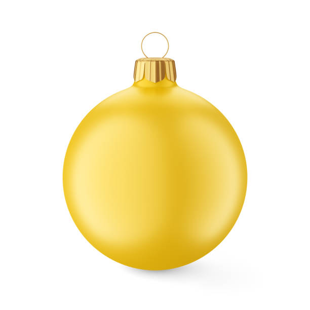 istock Yellow Christmas bauble isolated on white. 3D rendering. 1403788245