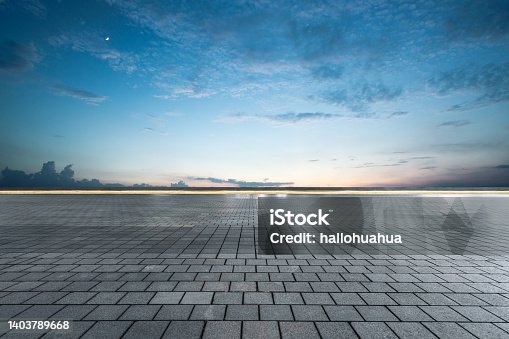 istock Empty square floor and blue sky nature landscape 1403789668