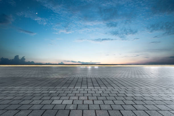 Empty square floor and blue sky nature landscape stock photo