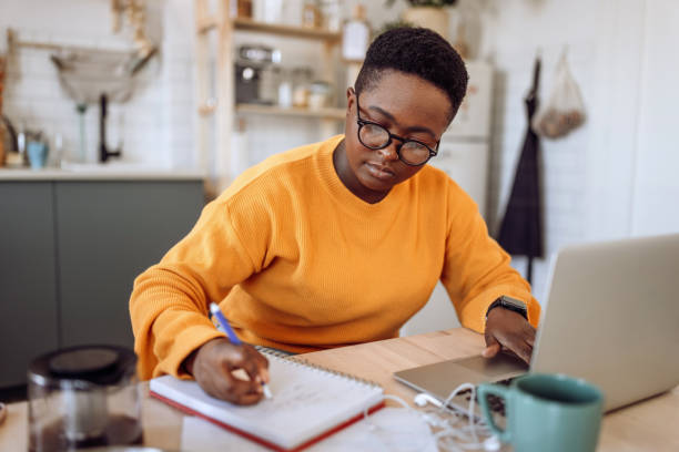 istock Young woman working form home 1403789774