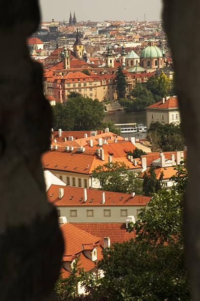 prague, czech republic from castle wall stock photo