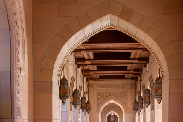 istock Muscat, Oman: Sultan Qaboos Grand Mosque building architecture. 1403790438