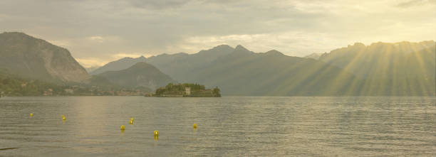 istock Stresa mountain sunset panoramic view, Isola Bella island, Lombardy, Italy 1403790486