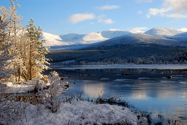 Cairngorm Mountains in Winter View of the Cairncorm mountains and ski resort in winter. Nikon D80. cairngorm mountains stock pictures, royalty-free photos & images