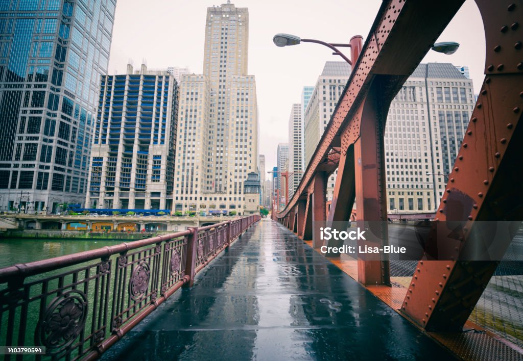 LaSalle Street bridge. LaSalle Street bridge, Downtown Chicago, USA. Toned image. Chicago - Illinois Stock Photo