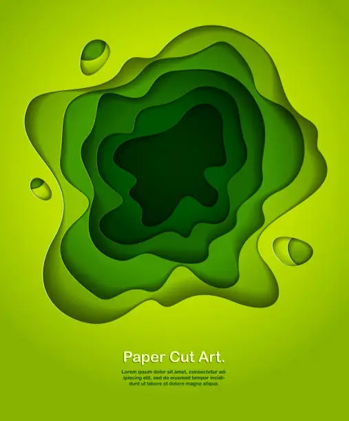 Vector illustration of Abstract green paper cutout curvy shapes layered, vector illustration in paper cut style. layout for business card, presentations, flyers or posters.