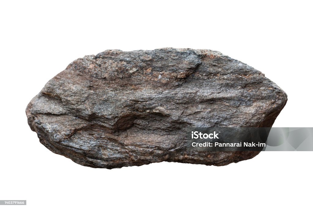 Schist rock isolated on white background included clipping path. Schist Stock Photo
