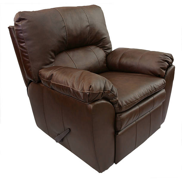 Brown leather recliner isolated on white background stock photo