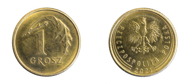 istock Poland one penny coin on a white isolated background 1403799224