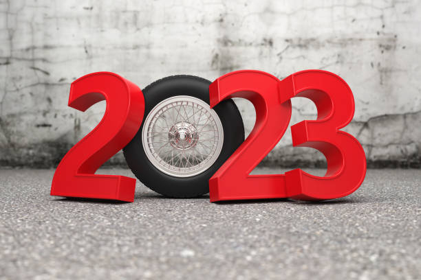 istock New Year 2023 Creative Design Concept with wheel - 3D Rendered Image 1403800786