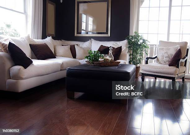 Modern Living Room Stock Photo - Download Image Now - Armchair, Black Color, Brown