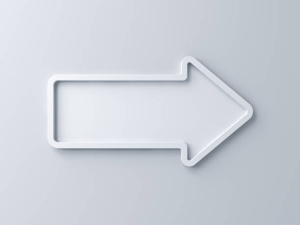 istock Blank white arrow sign isolated on white wall background with shadow minimal concept 3D rendering 1403803744