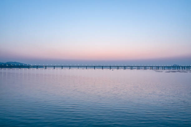 The cable-stayed bridge across the sea between Shenzhen and Hong Kong