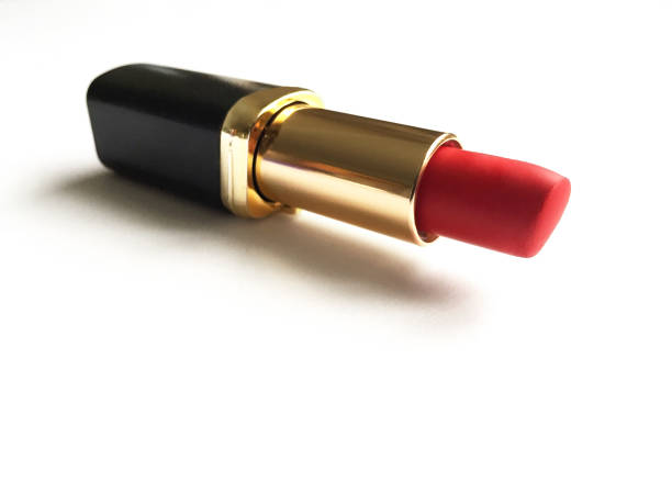 Red lipstick on the white background stock photo
