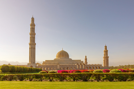 Muscat, Oman. Sultan Qaboos Grand Mosque building architecture