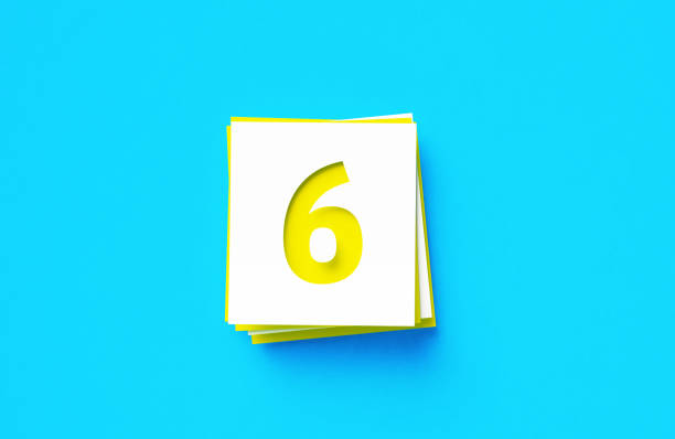 istock Number 6 Written White And Yellow Adhesive Notes Sitting Over Blue Background 1403807621