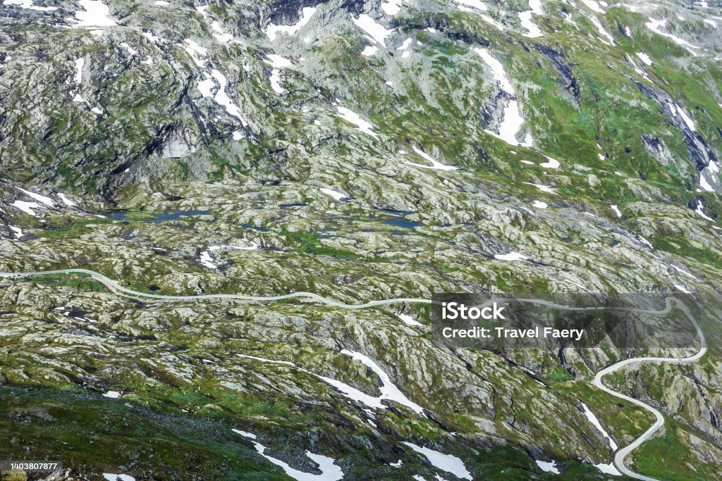 Serpentine road, mountain landscape, Geiranger fjord, Norway. Dalsnibba Mountain Stock Photo
