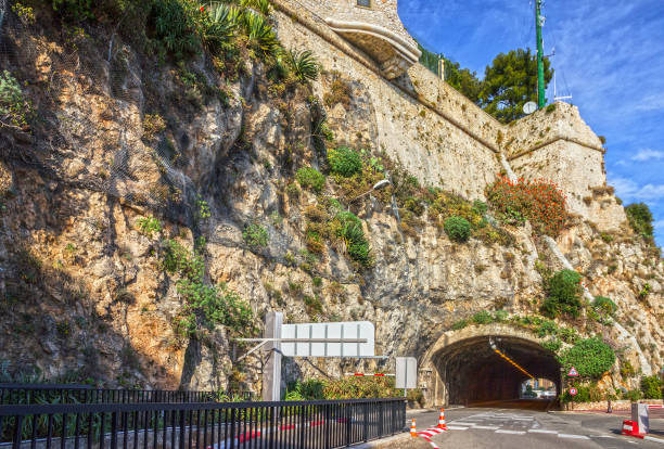 Monaco and Monte Carlo principality mountain rock tunnel view