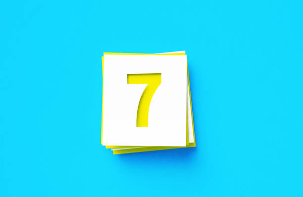 istock Number 7 Written White And Yellow Adhesive Notes Sitting Over Blue Background 1403808022