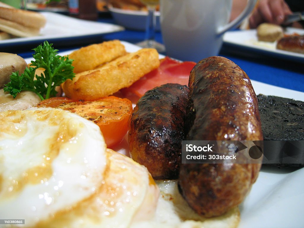 Full English Breakfast Breakfast at my place Black Pudding Stock Photo