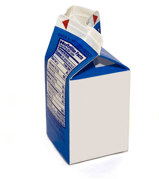 A blank milk carton on a white background Milk carton with empty back - requested image milk carton stock pictures, royalty-free photos & images