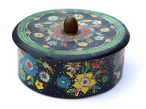 istock Antique round metal box 140380942
