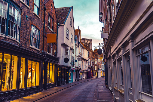 Medieval street of Shambles in York, England