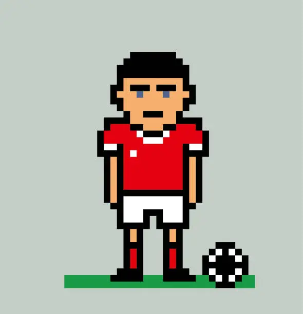 Vector illustration of Pixel art footballer