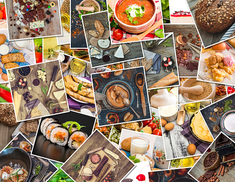 background of a food photos on a wooden table