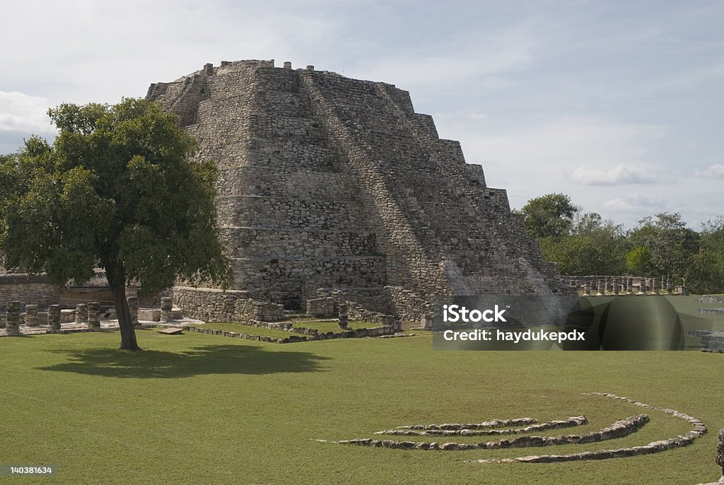 Mayapan pyramid The pyramid at maypan Caribbean Stock Photo