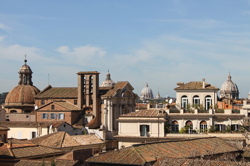 Urban scenic of Rome with domes and churches