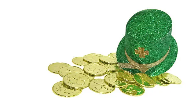 St. Patrick's Day leprechaun hat and lucky coins