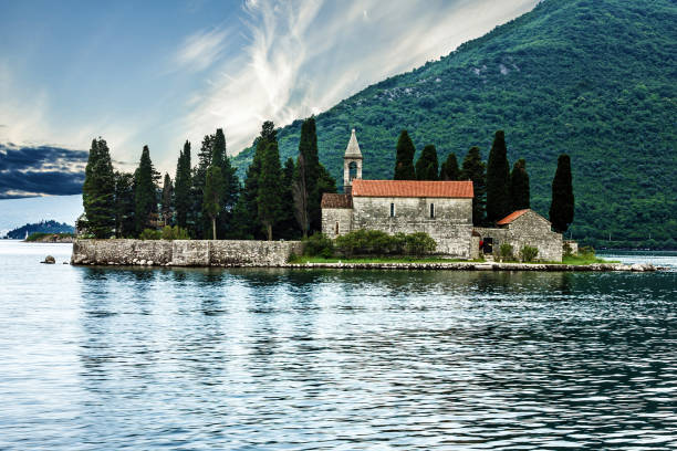 istock Montenegro seascape, Monastery on the island in Perast 1403820332