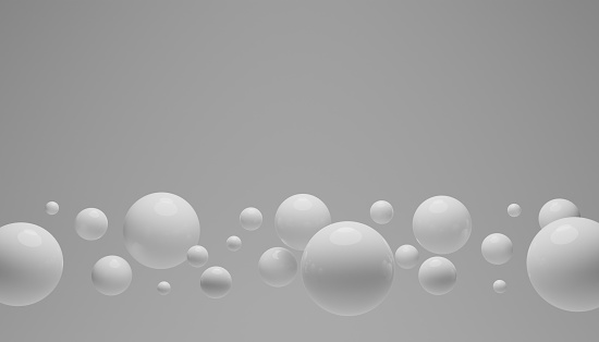 3d render of a  white spheres with copy space on a grey background. Digital image illustration.