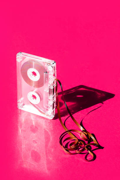 istock Vintage audio cassette. Old transparent cassette tape. 1403826302