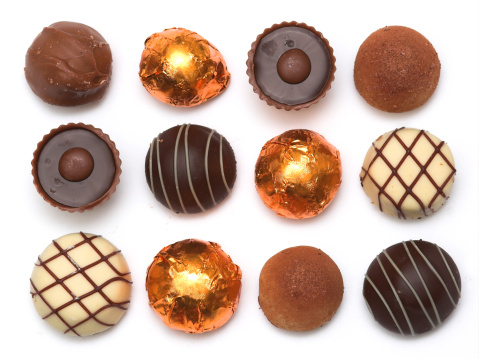 Mixed Chocolates against a white background