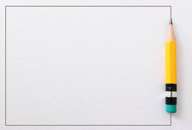 istock Top view image of pencil on textured paper. Straight and scribbled lines 1403831891