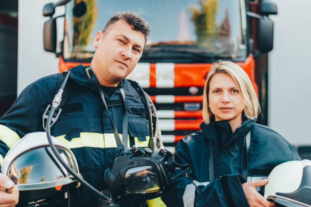 istock Portrait of colleagues firefighters 1403834105