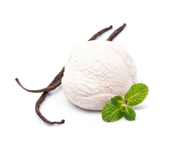 istock Ball of vanilla ice cream with vanilla stick 1403834343