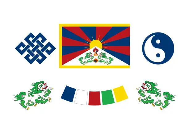 Vector illustration of Tibet symbol icon set vector