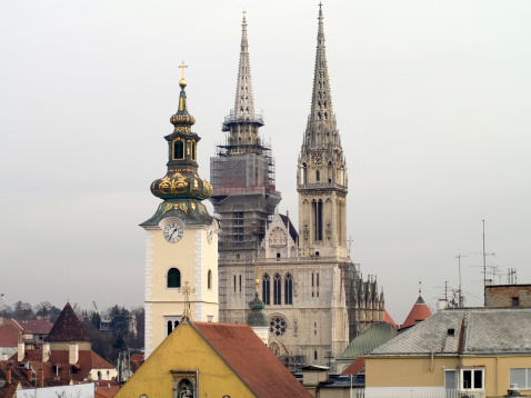 Old churches and cathedarl in croatian capital city of Zagreb