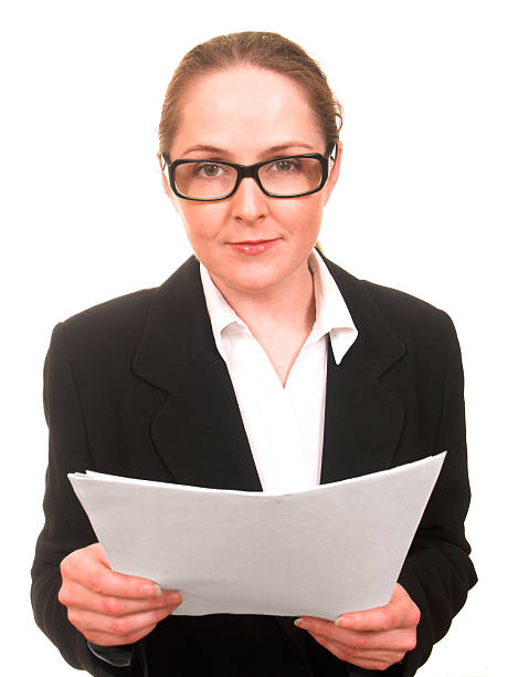 Businesswoman with papers stock photo