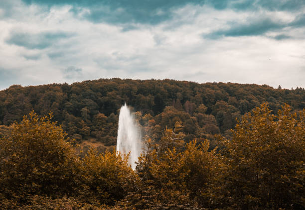 a landscape forest with jet water