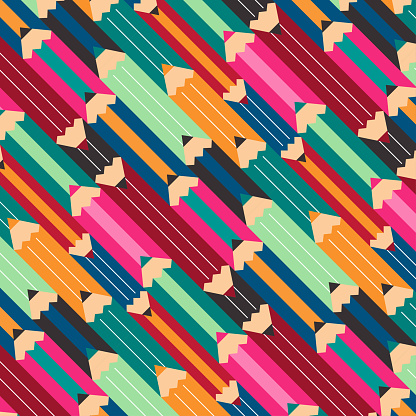 Colorful Pencils, Pencil Background, Pattern, Vector, Illustration