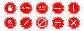 istock Traffic stop icon design. Set of traffic stop sign icon in trendy flat style design. Vector illustration. Wrong mark. False icon. Stop and do not enter sign icon. Warning and attention. 1403836723